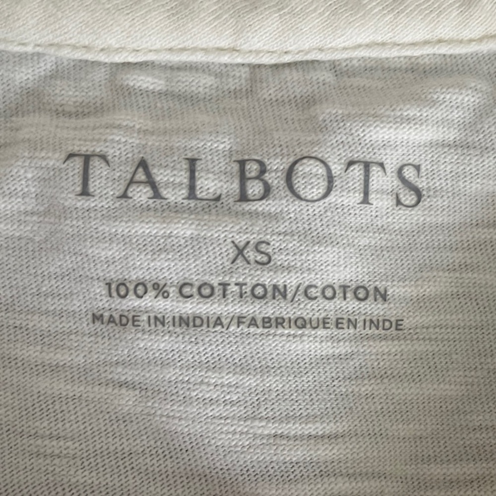 Talbots Cream Floral Motif Tee - Size XS - NWOT - Picture 5 of 5